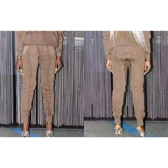 MADE GOLD Sweatpants Joggers Womens Medium Beige Heavy French Terry Bloggers Fav - Picture 2 of 16